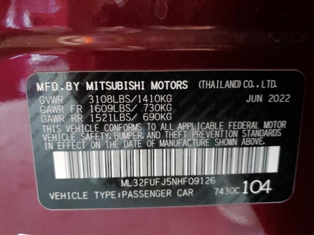 ML32FUFJ5NHF09126 - 2022 MITSUBISHI MIRAGE G4 ES Violet photo 12