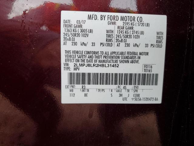 2LMPJ8LR2HBL31452 - 2017 LINCOLN MKX RESERVE Marron photo 13