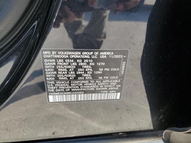 1V2WE2CA9RC222252 - 2024 VOLKSWAGEN ATLAS CROS SE Чорний фото 13