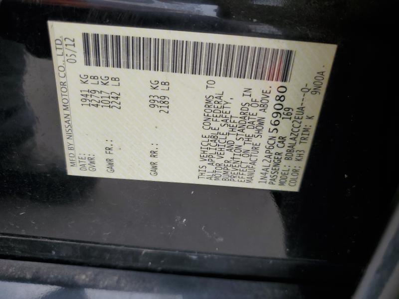 1N4AL2AP6CN569080 - 2012 NISS ALTIMA BASE Negro foto 13