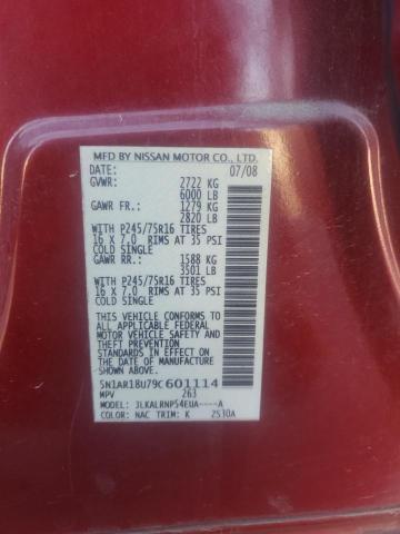 5N1AR18U79C601114 - 2009 NISSAN PATHFINDER S Rouge photo 13