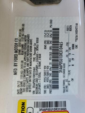 3FA6P0SU1DR310465 - 2013 FORD FUSION TITANIUM PHEV Blanco foto 12