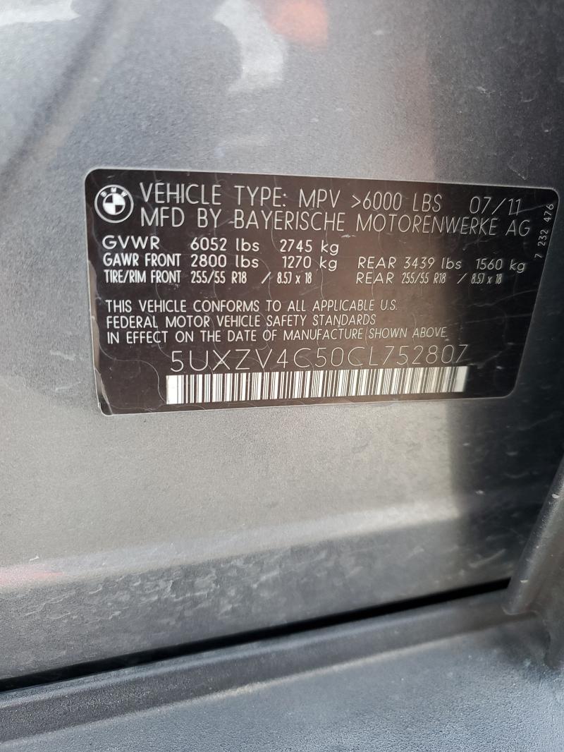 5UXZV4C50CL752807 - 2012 BMW X5 XDRIVE35I Boz foto 13
