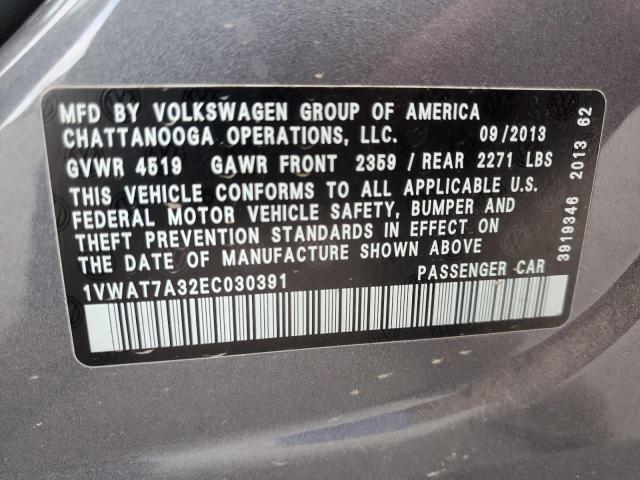 1VWAT7A32EC030391 - 2014 VOLKSWAGEN PASSAT S رمادي صورة 13