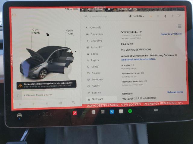 7SAYGDEE7PF774092 - 2023 TESLA MODEL Y Сірий фото 9