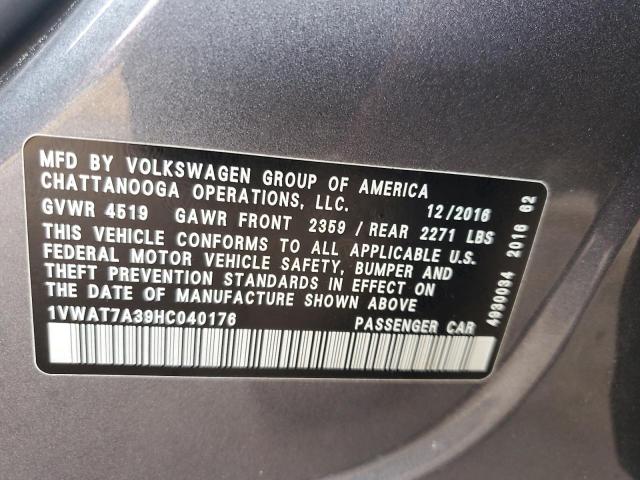 1VWAT7A39HC040176 - 2017 VOLKSWAGEN PASSAT S 灰色 照片 12