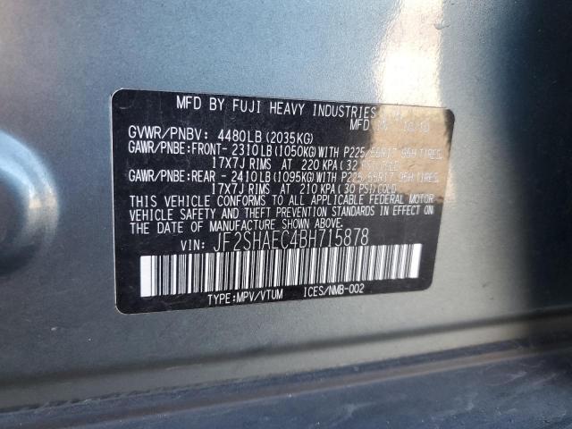 JF2SHAEC4BH715878 - 2011 SUBARU FORESTER LIMITED ტალღისფერი ფოტო 12