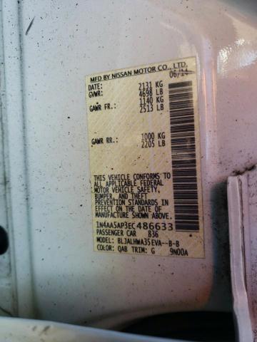 1N4AA5AP3EC486633 - 2014 NISSAN MAXIMA S WHITE photo 13