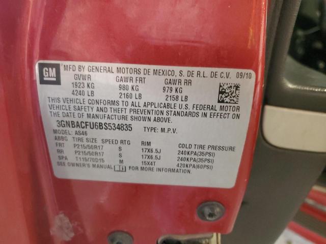 3GNBACFU6BS534835 - 2011 CHEVROLET HHR LT RED photo 13