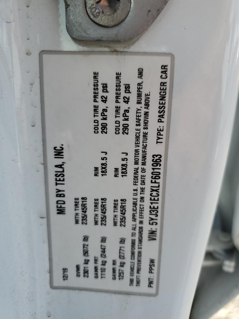 5YJ3E1ECXLF601963 - 2020 TESLA MODEL 3 Ağ foto 12