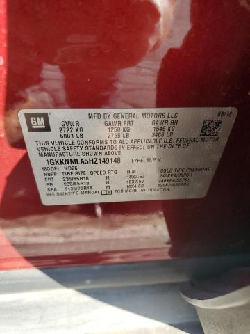 1GKKNMLA5HZ149148 - 2017 GMC ACADIA SLT-1 RED photo 13