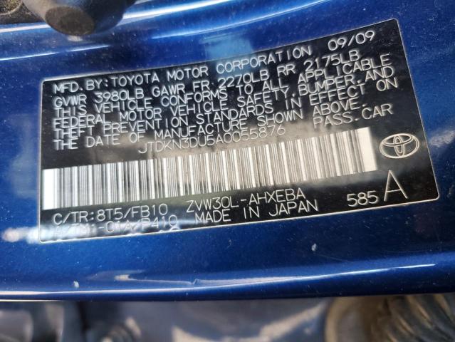 JTDKN3DU5A0055876 - 2010 TOYOTA PRIUS 蓝色 照片 13