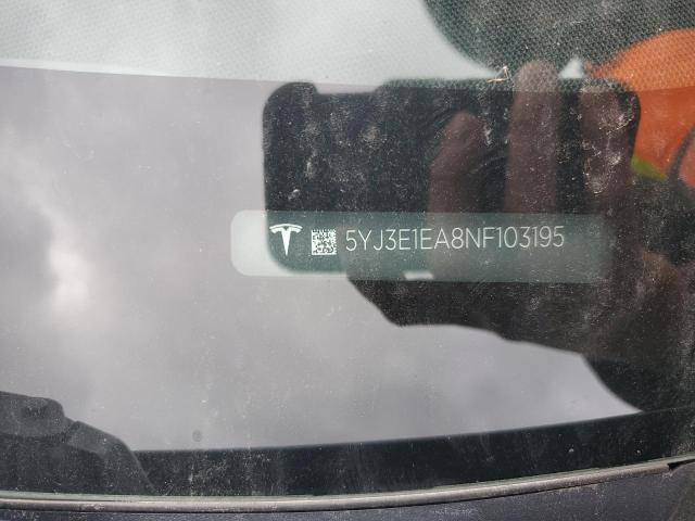 5YJ3E1EA8NF103195 - 2022 TESLA MODEL 3 BLACK photo 12