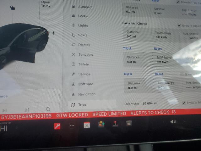 5YJ3E1EA8NF103195 - 2022 TESLA MODEL 3 BLACK photo 9