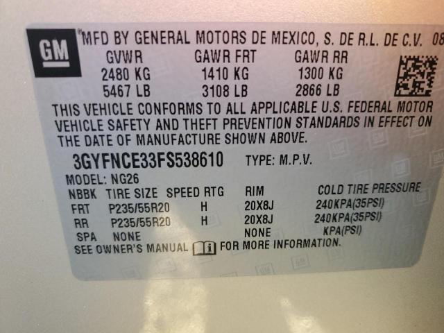 3GYFNCE33FS538610 - 2015 CADILLAC SRX PERFORMANCE COLLECTION Qəhvəyi foto 12