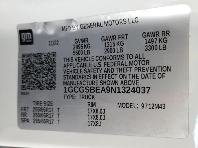 1GCGSBEA9N1324037 - 2022 CHEVROLET COLORADO 白色 照片 12