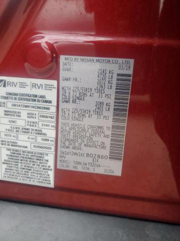 5N1AT2MV1KC802860 - 2019 NISSAN ROGUE S Rot Foto 13