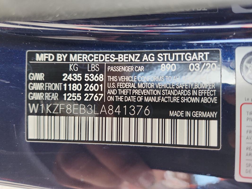 W1KZF8EB3LA841376 - 2020 MERCEDES-BENZ E 350 4MATIC BLUE photo 12