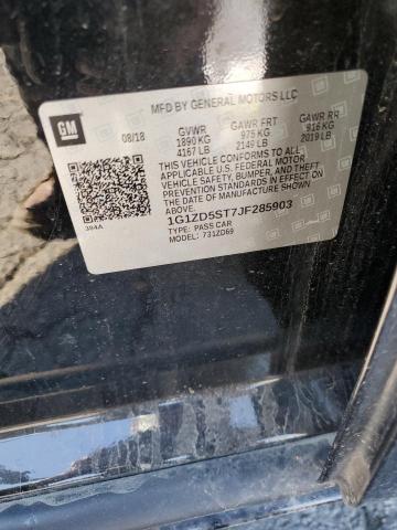 1G1ZD5ST7JF285903 - 2018 CHEVROLET MALIBU LT BLACK photo 12