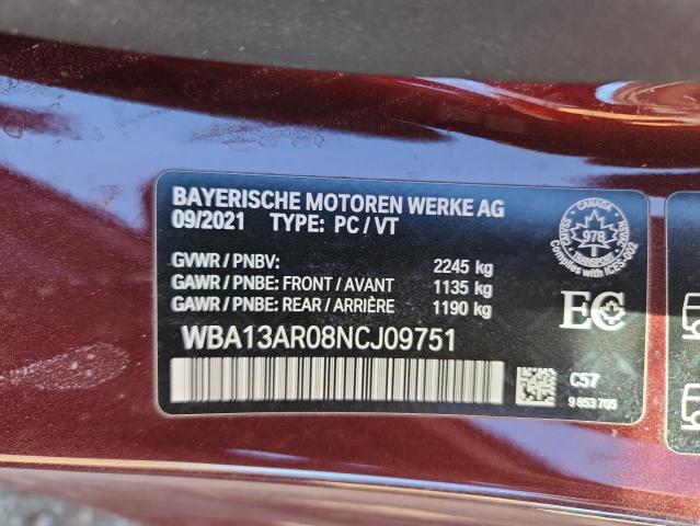 WBA13AR08NCJ09751 - 2022 BMW M440XI MAROON photo 13
