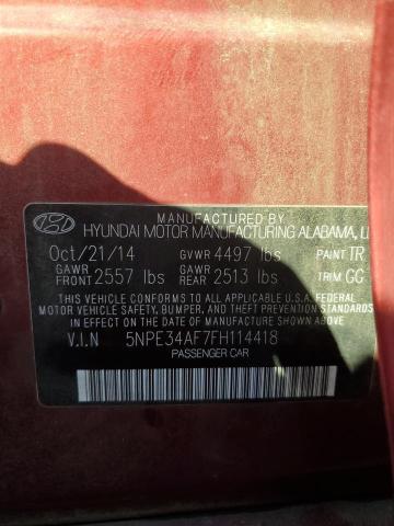 5NPE34AF7FH114418 - 2015 HYUNDAI SONATA SPORT RED photo 13
