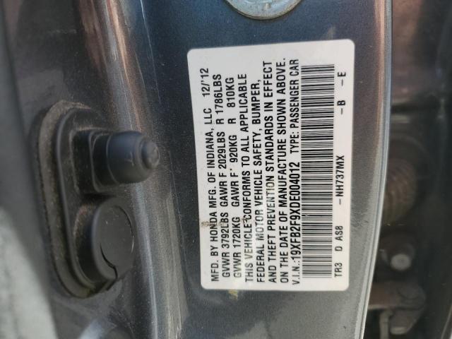 19XFB2F9XDE004012 - 2013 HONDA CIVIC EXL GRAY photo 12