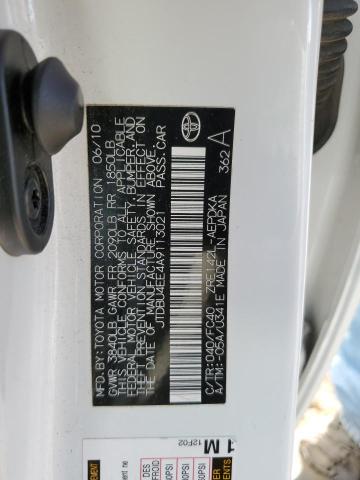 JTDBU4EE4A9113021 - 2010 TOYOTA COROLLA BASE WHITE photo 12