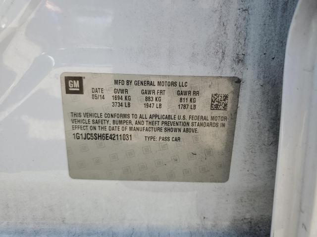 1G1JC5SH6E4211031 - 2014 CHEVROLET SONIC LT WHITE photo 12