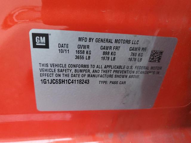 1G1JC6SH1C4118243 - 2012 CHEVROLET SONIC LT ORANGE photo 13