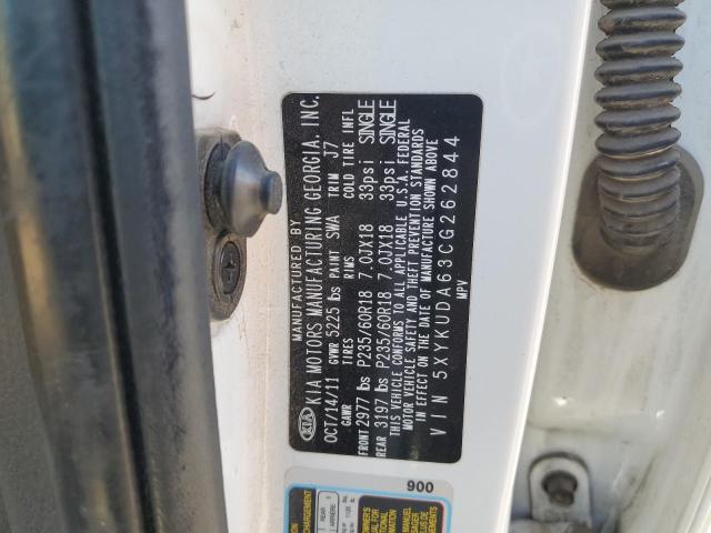 5XYKUDA63CG262844 - 2012 KIA SORENTO EX WHITE photo 13