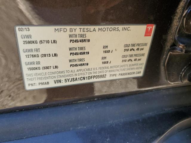 5YJSA1CN1DFP05982 - 2013 TESLA MODEL S Коричневый фото 13