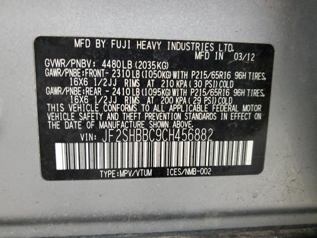 JF2SHBBC9CH456882 - 2012 SUBARU FORESTER 2.5X Boz foto 14