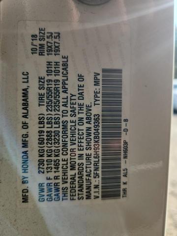 5FNRL6H93KB049363 - 2019 HONDA ODYSSEY ELITE أبيض صورة 22