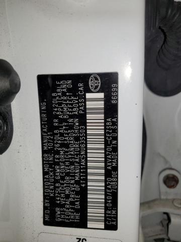 4T1T11AK5NU635503 - 2022 TOYOTA CAMRY SE Білий фото 12