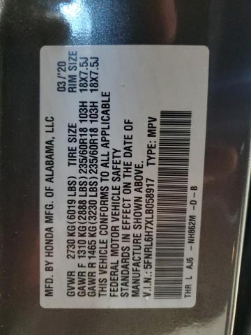 5FNRL6H7XLB058917 - 2020 HONDA ODYSSEY EXL BROWN photo 13