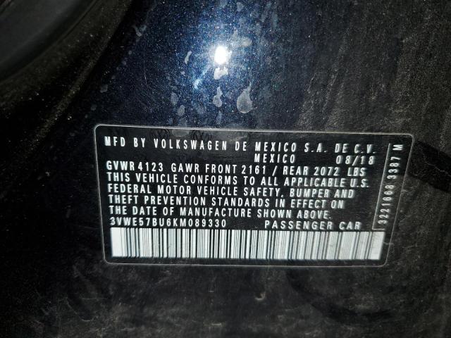 3VWE57BU6KM089330 - 2019 VOLKSWAGEN JETTA SEL أسود صورة 13