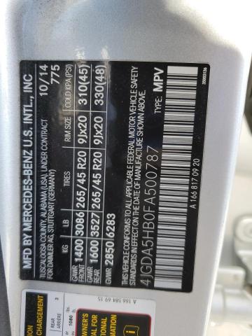 4JGDA5HB0FA500787 - 2015 MERCEDES-BENZ ML 350 4MATIC SILVER photo 13