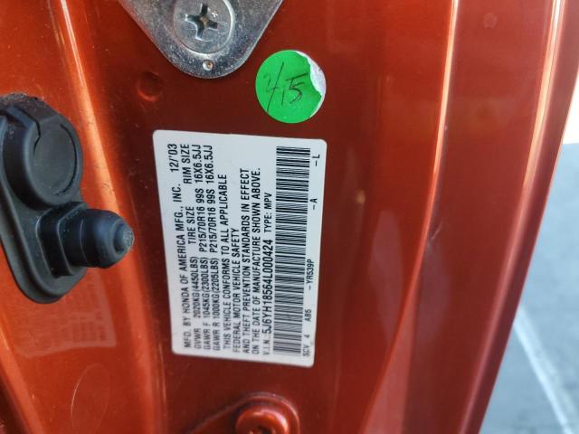 5J6YH18564L000424 - 2004 HONDA ELEMENT EX Narıncı foto 12