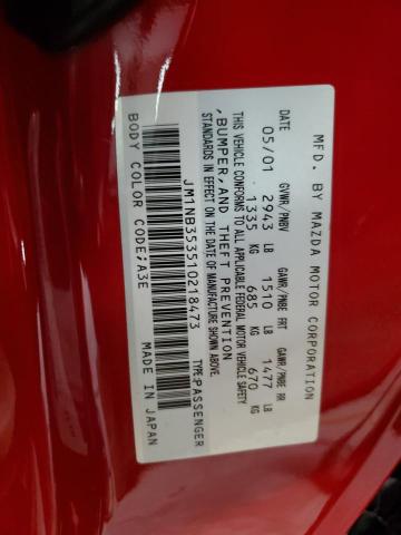 JM1NB353510218473 - 2001 MAZDA MX-5 MIATA BASE RED photo 12