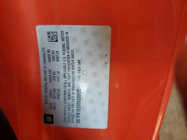 2G1FB1E35D9239805 - 2013 CHEVROLET CAMARO LT წითელი ფოტო 12