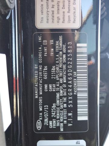 5XXGR4A69DG225813 - 2013 KIA OPTIMA SX BLACK photo 12