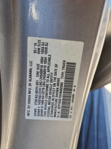 5FPYK3F7XHB002068 - 2017 HONDA RIDGELINE RTL Srebrny zdjęcie 13