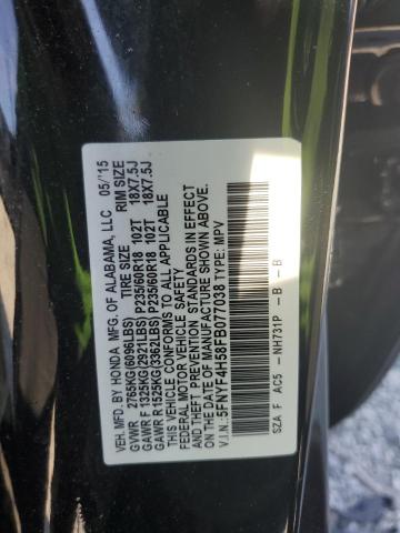 5FNYF4H58FB077038 - 2015 HONDA PILOT EXL 黑色 照片 12