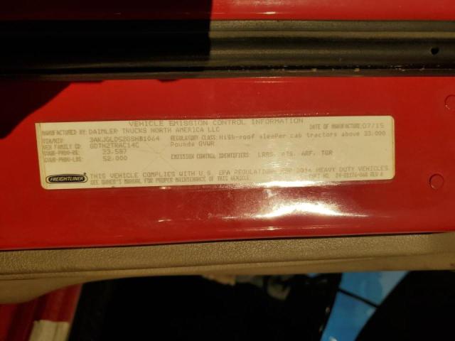 3AKJGLD52GSHB1064 - 2016 FREIGHTLINER CASCADIA 1 RED photo 10