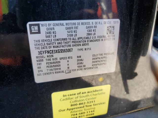 3GYFNCE3XGS563067 - 2016 CADILLAC SRX PERFORMANCE COLLECTION Черный фото 12