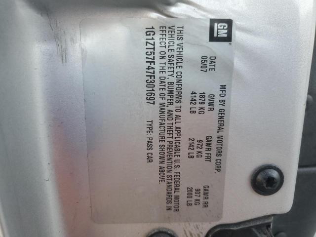 1G1ZT57F47F301697 - 2007 CHEVROLET MALIBU LT SILVER photo 12