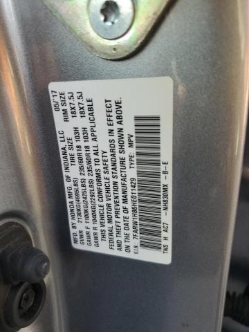 7FARW1H86HE011429 - 2017 HONDA CR-V EXL SILVER photo 13