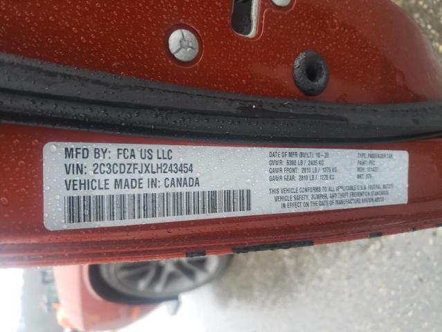 2C3CDZFJXLH243454 - 2020 DODGE CHALLENGER R/T SCAT PACK ORANGE photo 12