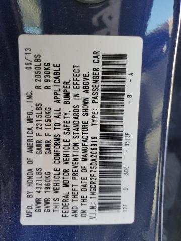 1HGCR2F75DA206919 - 2013 HONDA ACCORD EX Көк фото 13