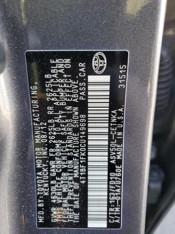 4T1BF1FK0CU149698 - 2012 TOYOTA CAMRY BASE Серый фото 13